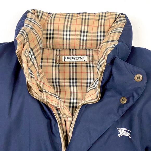 Men’s Burberry Plaid Check Monogram Goose Down Reversible Puffer Jacket - Picture 10 of 12